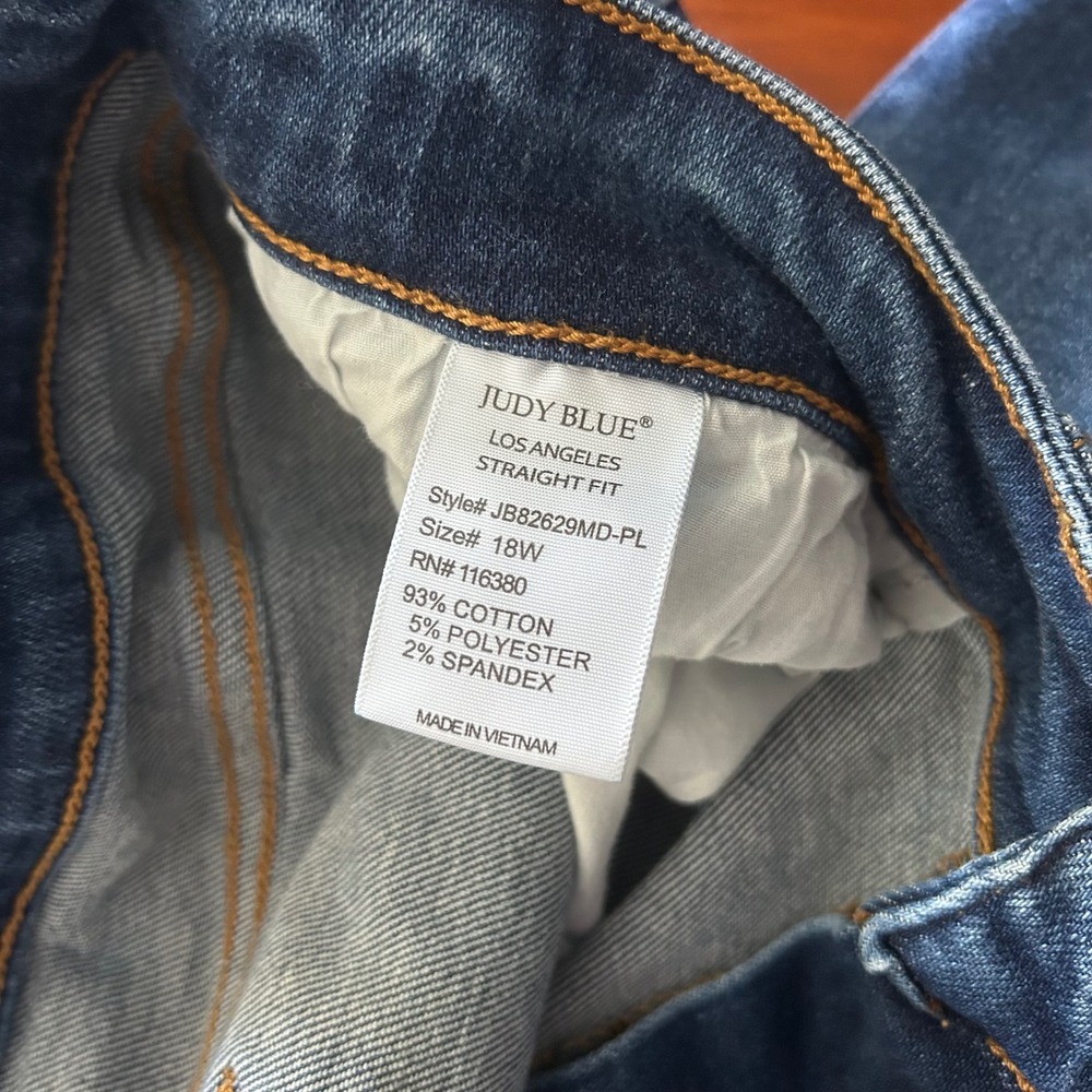 Judy Blue Straight Fit Jeans Blue 18W Medium Wash High Stretch JB82629MD-PL - Picture 5 of 6
